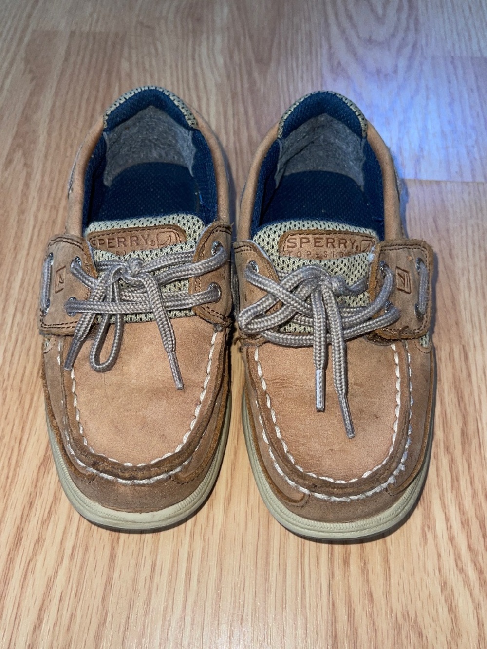 Sperry Toddler Boys Tan Velcro Top Sider Loafer Shoes Size 11
